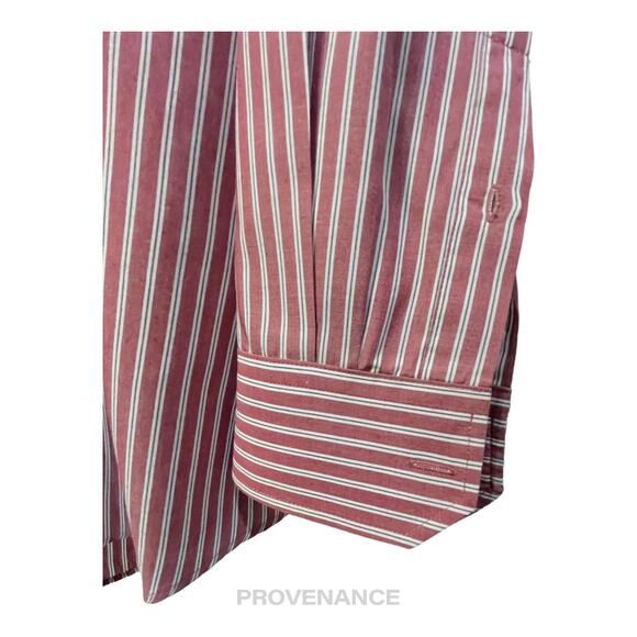 🔴 Balmain Button Down Shirt - Red/White Striped - Picture 5 of 7